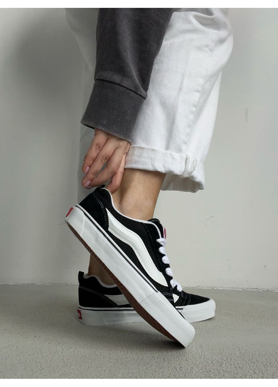 Чорні Осінні кеди чоловічі vans knu skool black / white ванс кну скул No Brand