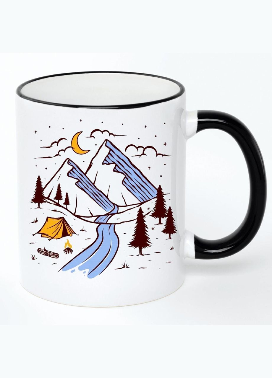 Чашка Кемпинг (кружка, кружка) #060 Белая с черной ручкой 330 мл No Brand (322712722)