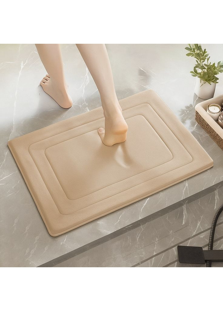 Набір 2-х килимків для ванної з ефектом пам'яті "KVADRO" 50х80 см, 40х60 см Вологопоглинаючий Бежевий (7802810) No Brand (368787424)