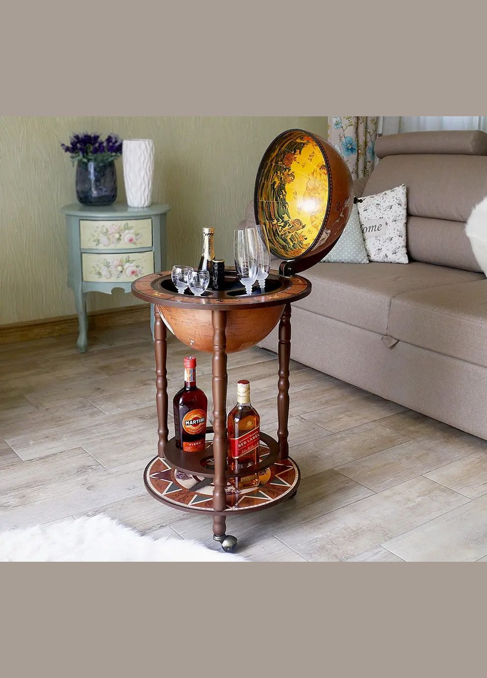 Глобус бар большой напольный карта мира подарок мужу на годовщину | Диаметр сферы 33 см Handmade 33001N-M (345646796)