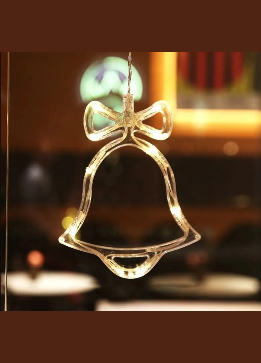 Гірлянда-фігурка НА БАТАРЕЙКАХ Дзвіночок 20см теплий білий (жовтий, золотий) прозорий провід світильник нічник Po Fanu (301764975)