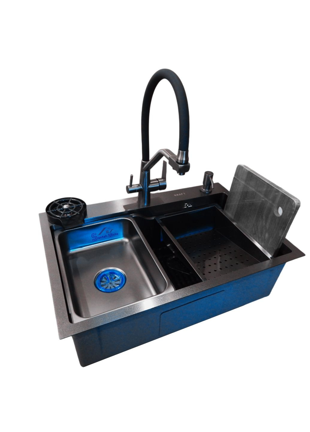 Кухонна мийка 4-в-1 (комплект) HM 7546 NANO BLACK Kraft (365654460)