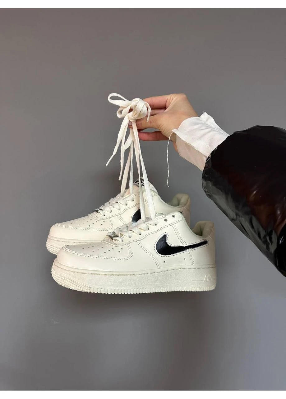 Черные летние кроссовки nike air force 1 cream black swoosh найк аир форс 1 No Brand