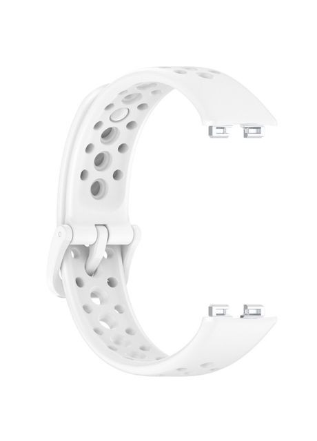 Силіконовий ремінець сумісний з Huawei Band 8, 9, 10. Колір: Білий з перфорацією. Ремішок на хуавей бенд 8, 9, 10 No Brand (370101544)