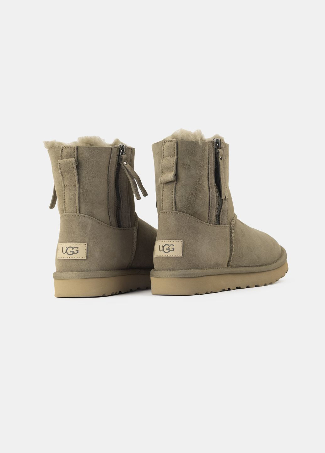 Угг із змійкою Чорні Шкіряні Classic Black Leather Zip UGG (314860357)