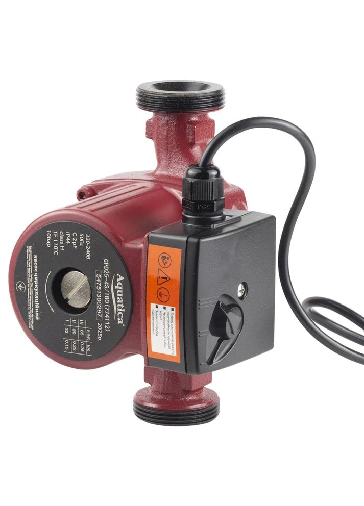 Насос циркуляційний 65Вт Hmax 4м Qmax 63л/хв Ø1½" 180мм+гайки Ø1" (774112) AQUATICA (395985298)