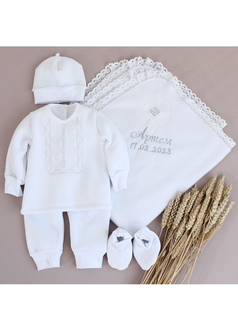 Набор для крещения мальчика с крыжмой именной, Крестильный комплект для новорожденного малыша вышивка, 62 No Brand (301034166)