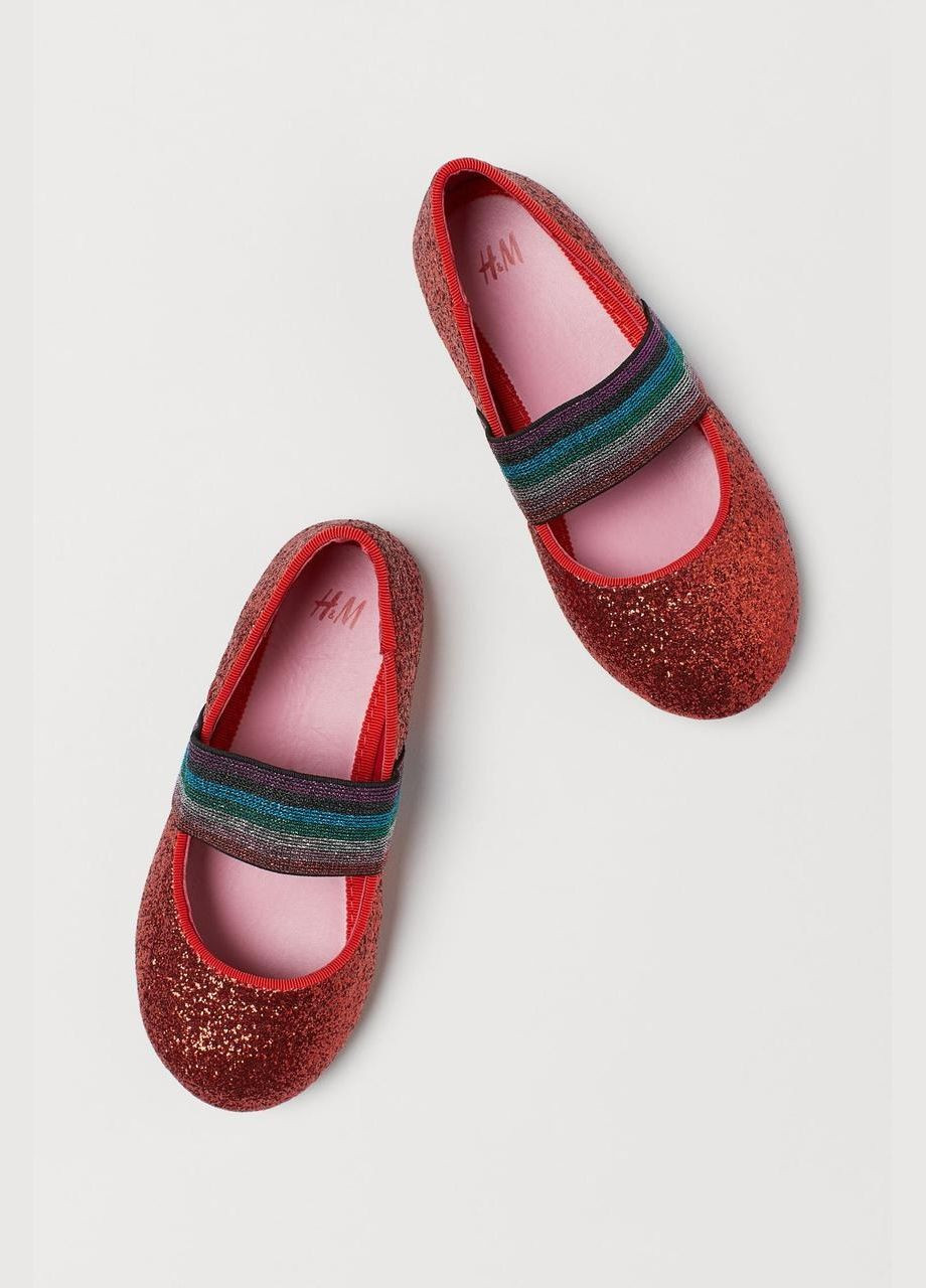 Красные детские туфли для девочки 26 размер красные с глиттером 0624002002 H&M