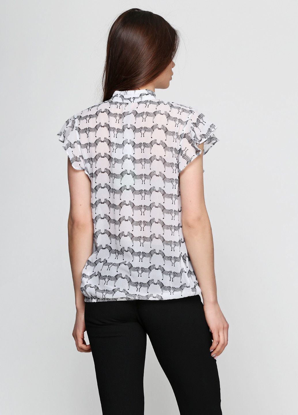 Біла блуза зелений Axel