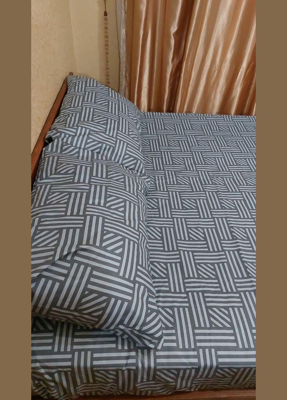 Простирадло на резинці Бязь Gold 200х160х20 см + наволочки 70х70 см 2 шт Коричневий (П4К-les-rezinka-002-03 70х70) No Brand (315734316)