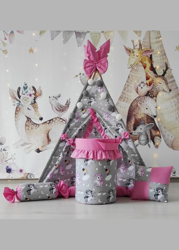 Вигвам для ребенка Сказочные единорожки БОН БОН + корзина для игрушек Полный комплект! No Brand (316257223)