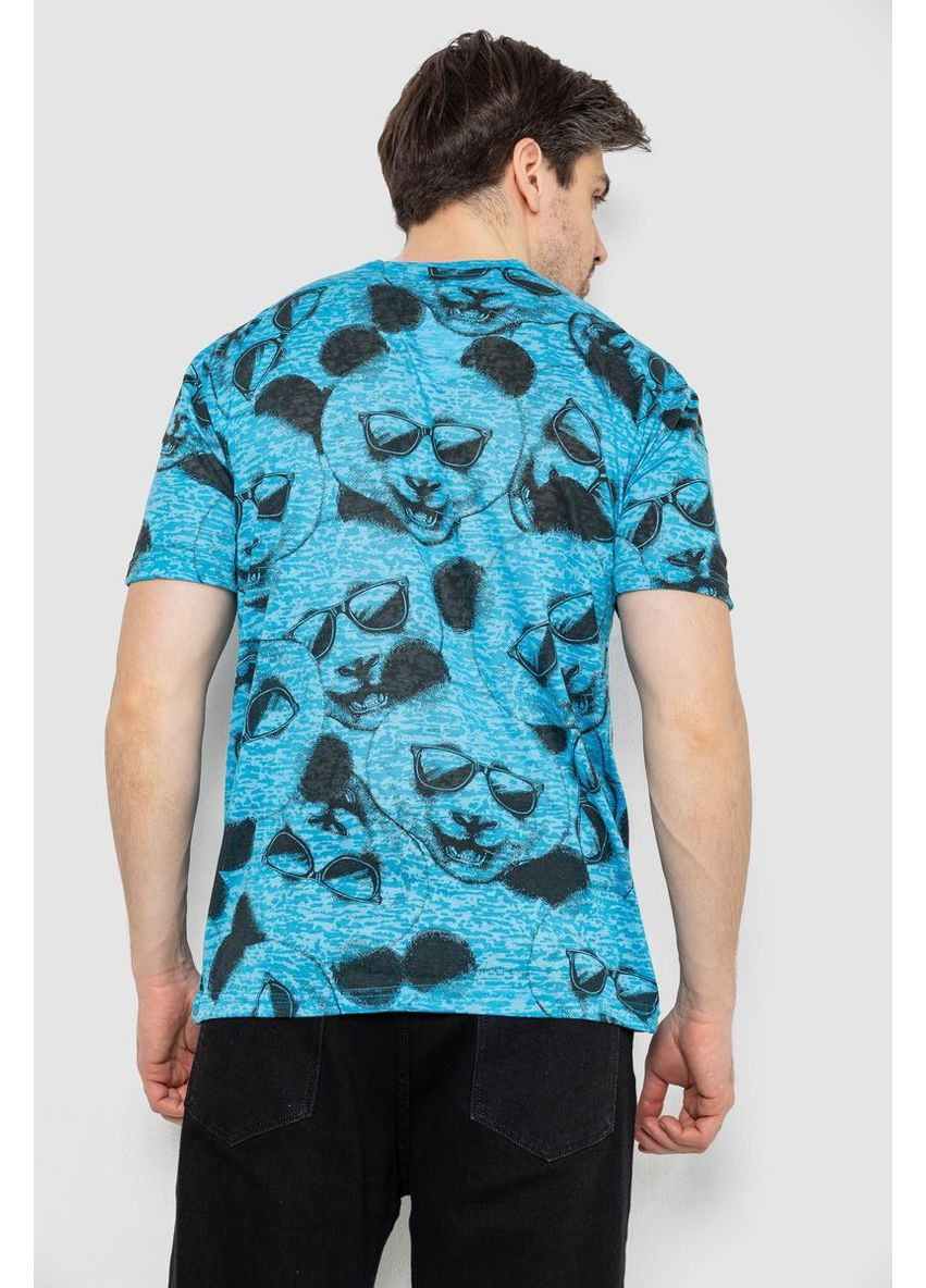 Блакитна футболка чоловіча з принтом,, 244r6029 Andi