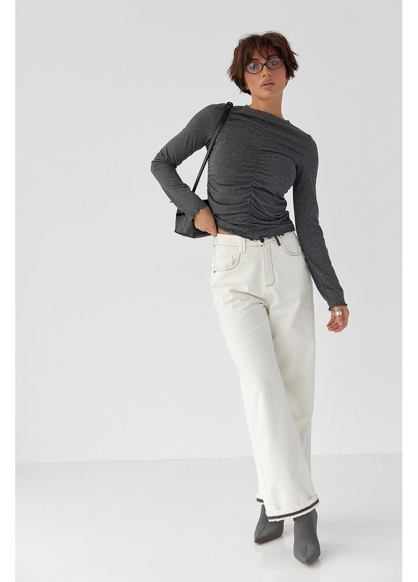 Жіночий лонгслів з хвилеподібною окантовкою Lurex (370379889)