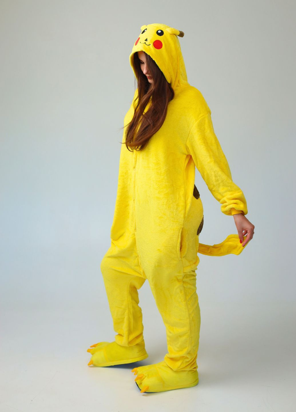 Кігурумі піжама Пікачу покемон для дівчаток жовтий теплий комбінезон плюшевий Lalapka (373254757)