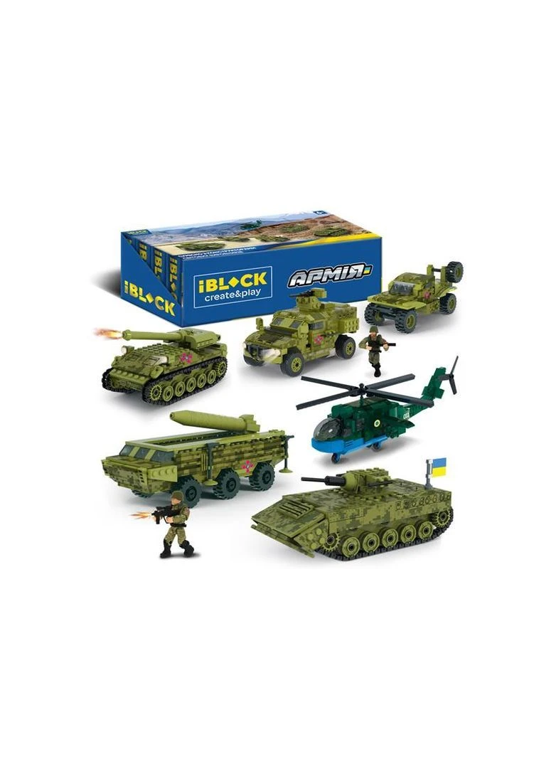 Конструктор, PL-921-489, 6 уп по 6 шт Армія, 178-349дет., 4 види, дисплей бокс. р, 49,2*19,2*16,5см Iblock (389893827)