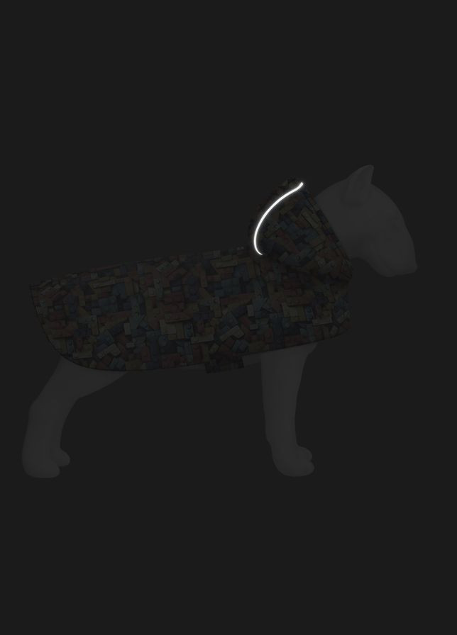 Дождевик-накидка с капюшоном для собак Clothes, рисунок "Блоки", А 48-52 см, B 60-70 см, С 42-52 см WAUDOG (322001525)