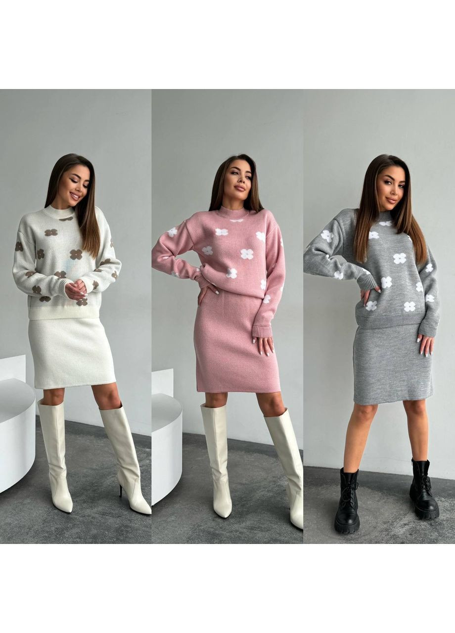Костюм вязаный Свитер + Юбка No Brand (365410188)