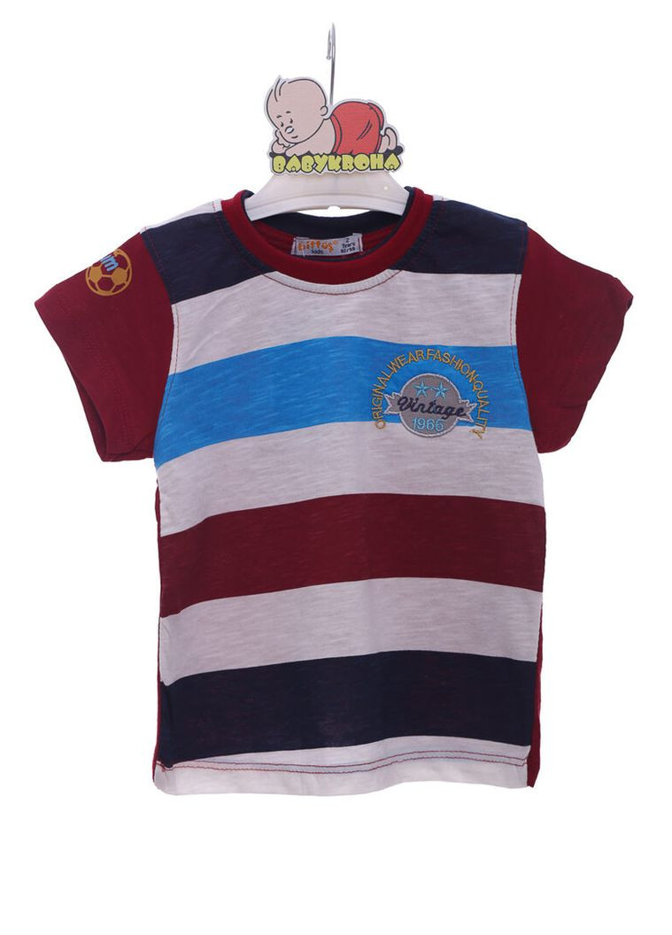 Футболка для хлопчика трикотажна в смужку червона 104 см (38067) BABYKROHA (315721361)