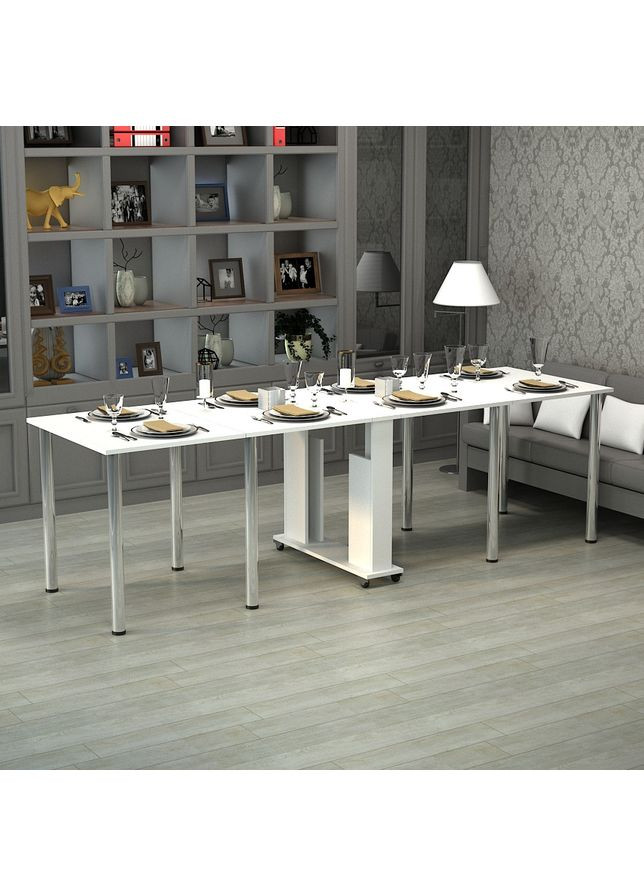 Кухонний стіл "Родинний" Білий (2745x800x730) Білий Gamma Style (353497866)