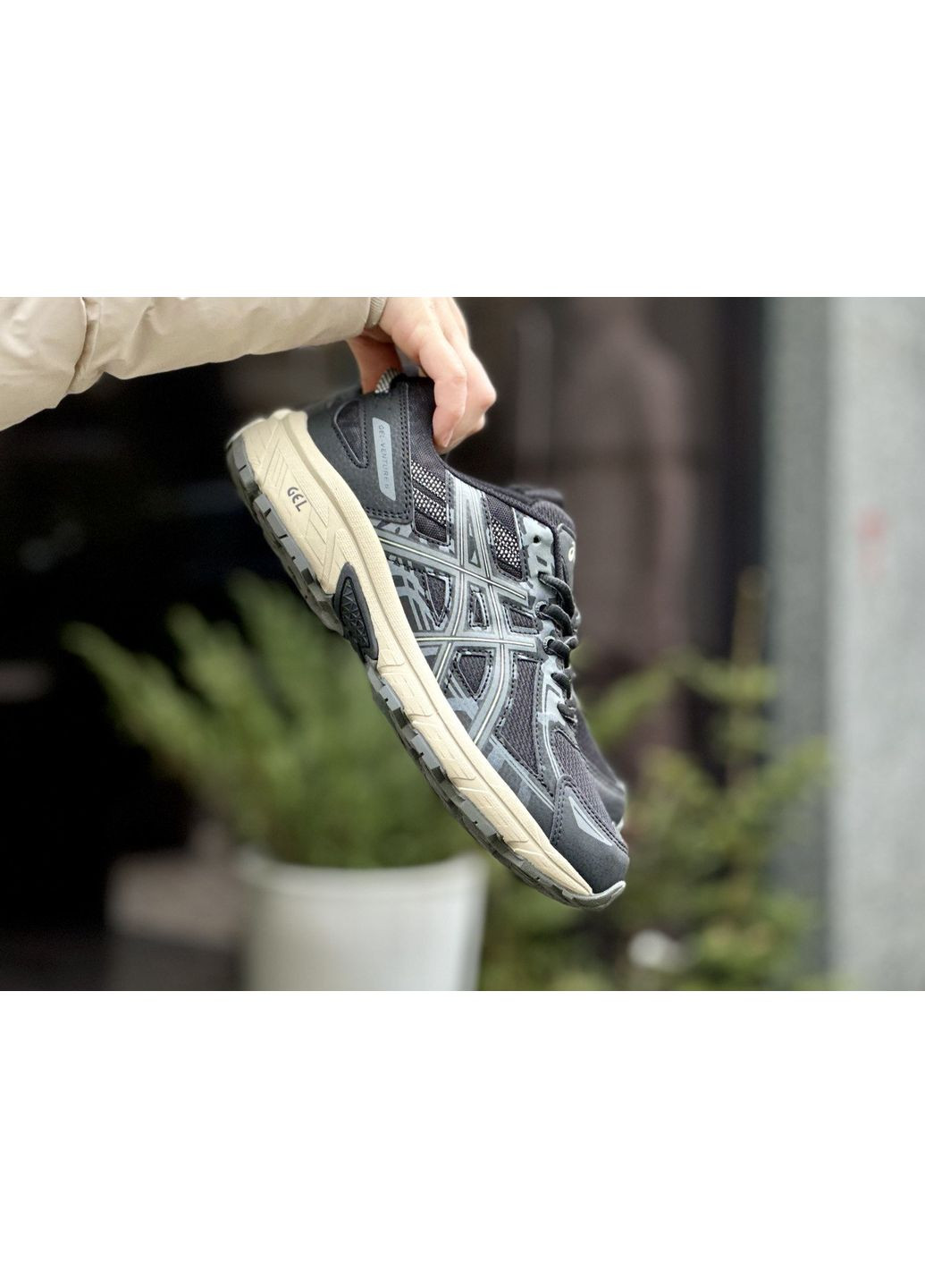 КРОССОВКИ ЖЕНСКИЕ ASICS GEL VENTURE 6 BLACK KHAKI АСИКС ГЕЛЬ ВЕНТУРА No Brand чёрные демисезоны (368855928)