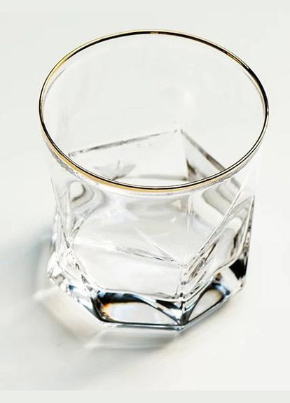 Набор из 6 стаканов Facets 360мл, стекло с золотым кантом. S&T (372173698)