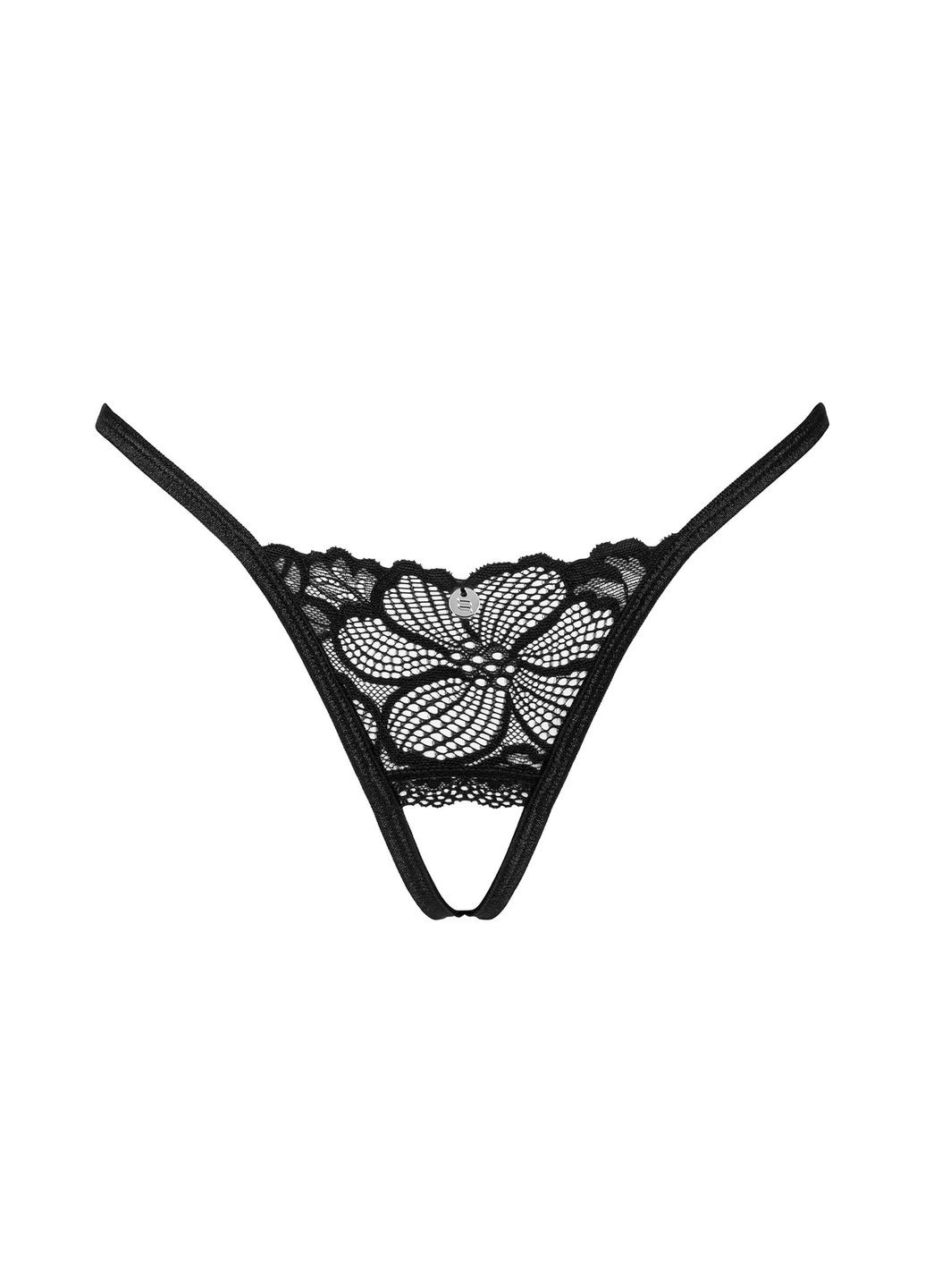 Чорний демісезонний стрінг з відкритим доступом serafia otwarte Obsessive