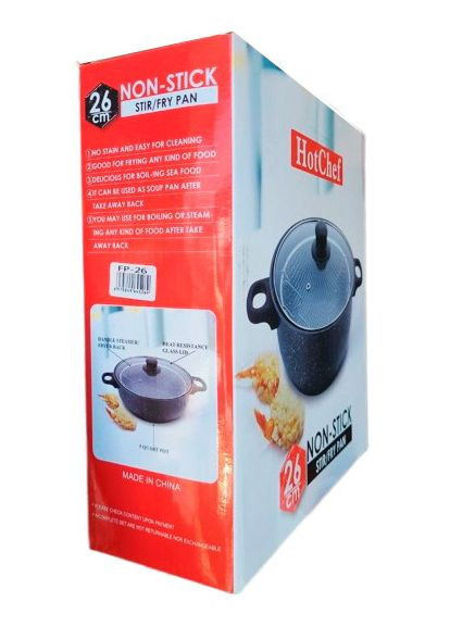 Каструля фритюрниця з антипригарним покриттям зі скляною кришкою 24 см Чорний A-Plus (312475740)