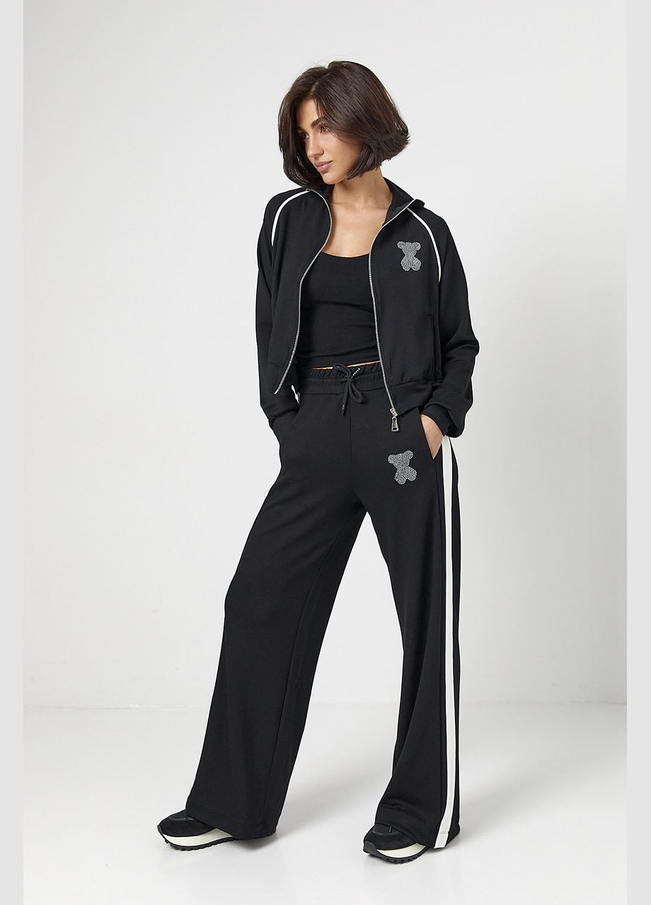 Спортивный костюм с мишкой из термостразов - бежевый Lurex (324392789)