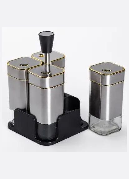 Набор емкостей для специй 4 шт. на подставке Серый (HP-1318) Yiwu (322862353)