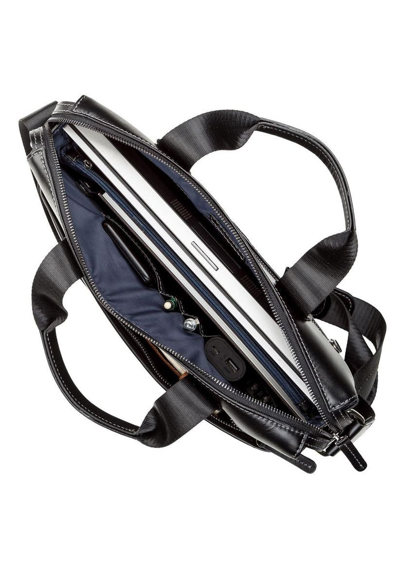 Сумка чоловіча 11107 шкіряна Чорна Shvigel (366880599)