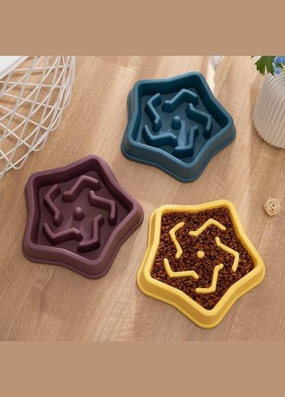 Миска-лабиринт slow feeder звезда пластиковая, желтая (*) WahoPet (322592770)