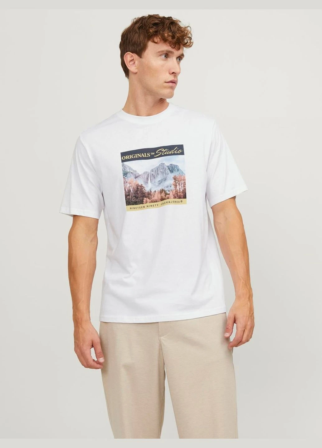 Белая футболка basic,белый с принтом,jack&jones Jack & Jones