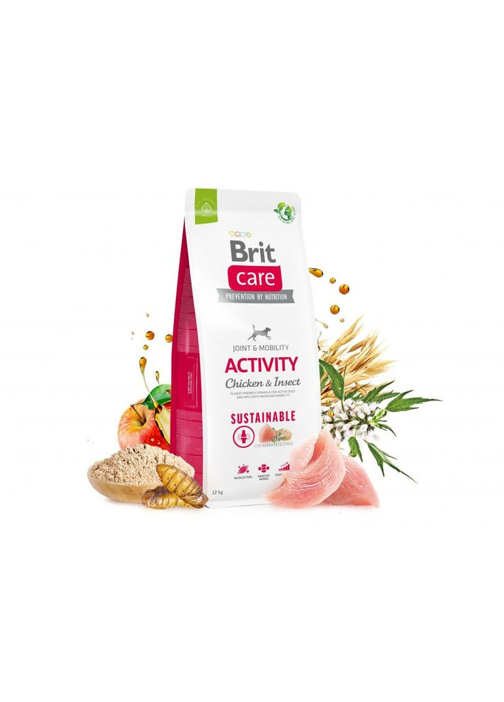 Сухой корм Dog Sustainable Activity для собак с повышенной активностью с курицей и насекомыми, 12 кг Brit Care (345743481)