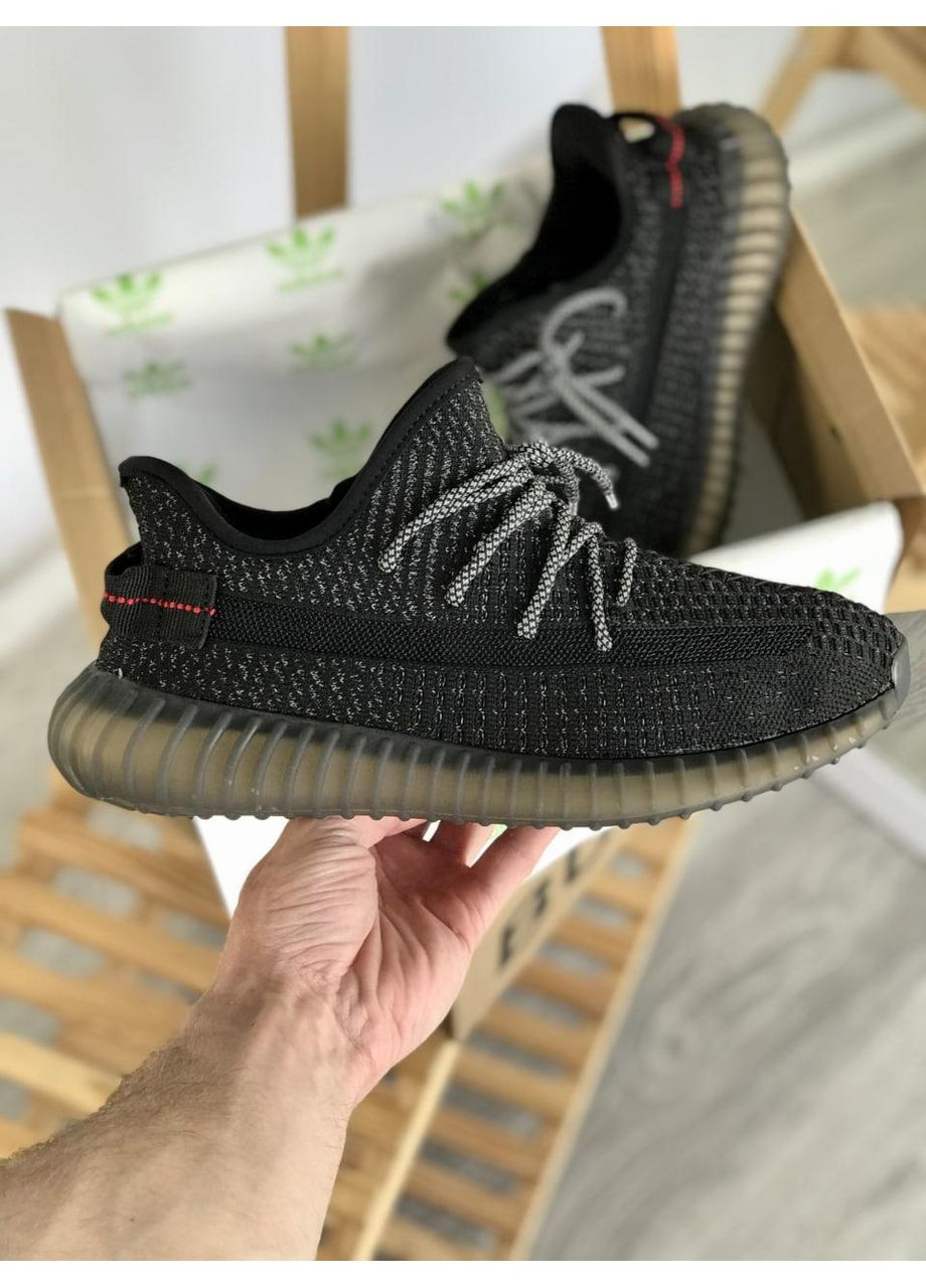 Чорні Осінні кросівки чоловічі adidas yeezy boost 350 v2 black адідас ізі буст No Brand
