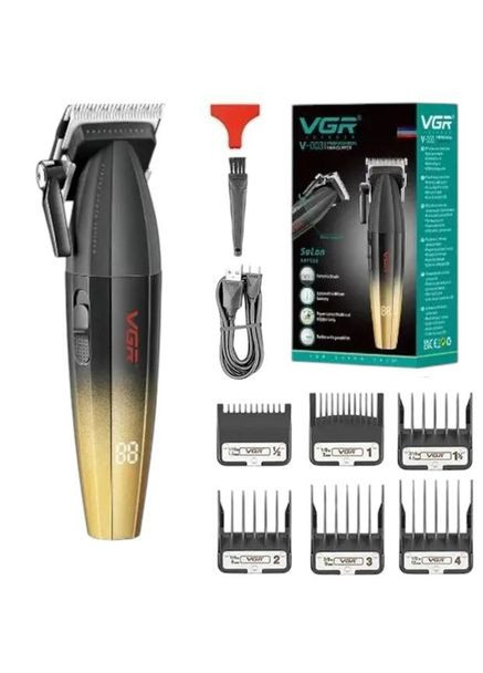 Машинка для стрижки V-003 аккумуляторная Professional Turbo 6 насадок Золотой с Черным 5 Вт VGR (361309653)