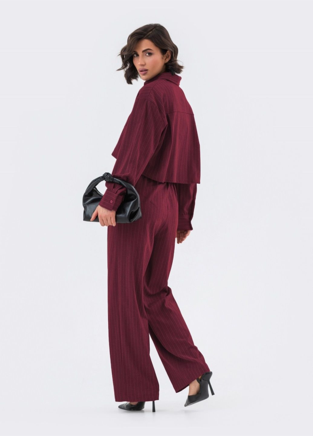 брючный костюм в полоску бордовый Dressa (324103606)
