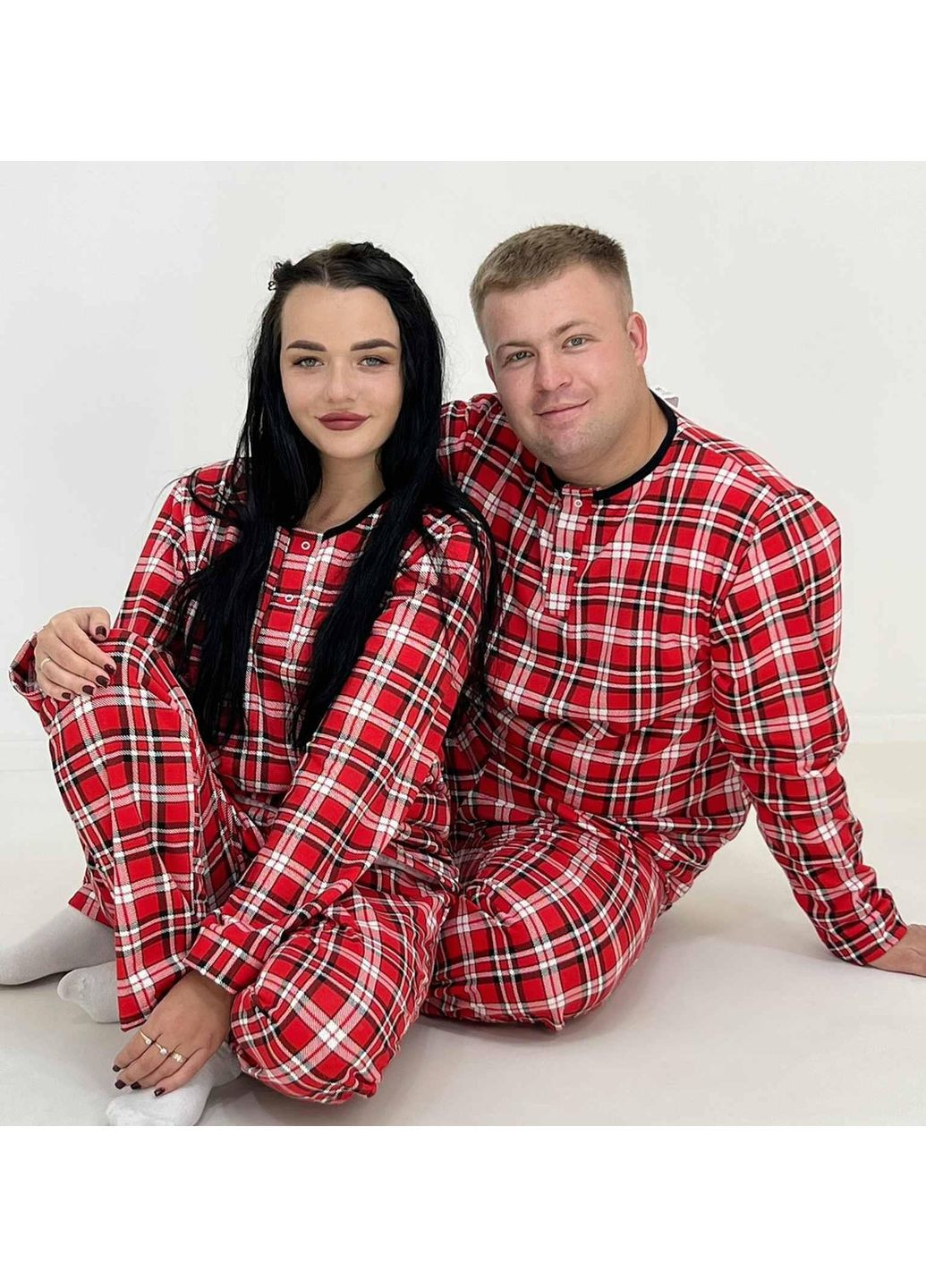 Красная зимняя пижама женская байка клетка pars 60 красно-белая (58233203-4) Triko