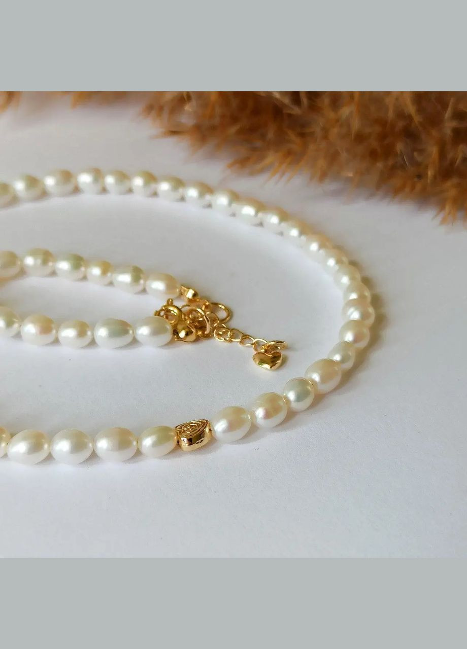 Чокер Жемчуг рис+бусина Сердце гипоаллергенный сплав цвет золото d-6*5мм L-40-45см No Brand жемчуг (пресноводный) латунь золото (315440130)