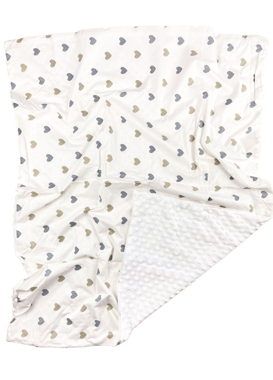 Набор 3в1 в КОЛЯСКУ №28 Сердечки серо-золотые с пледом RoyalBaby (335081808)