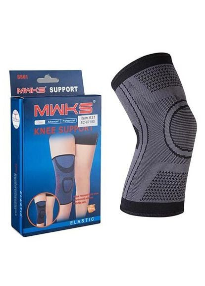 Наколенник эластичный, 1шт, коробка, серый. World Sport (362445247)