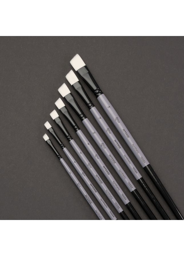 Кисть синтетика угловая INTENSE 1668А №1 длинная ручка ROSA Роса (362578698)