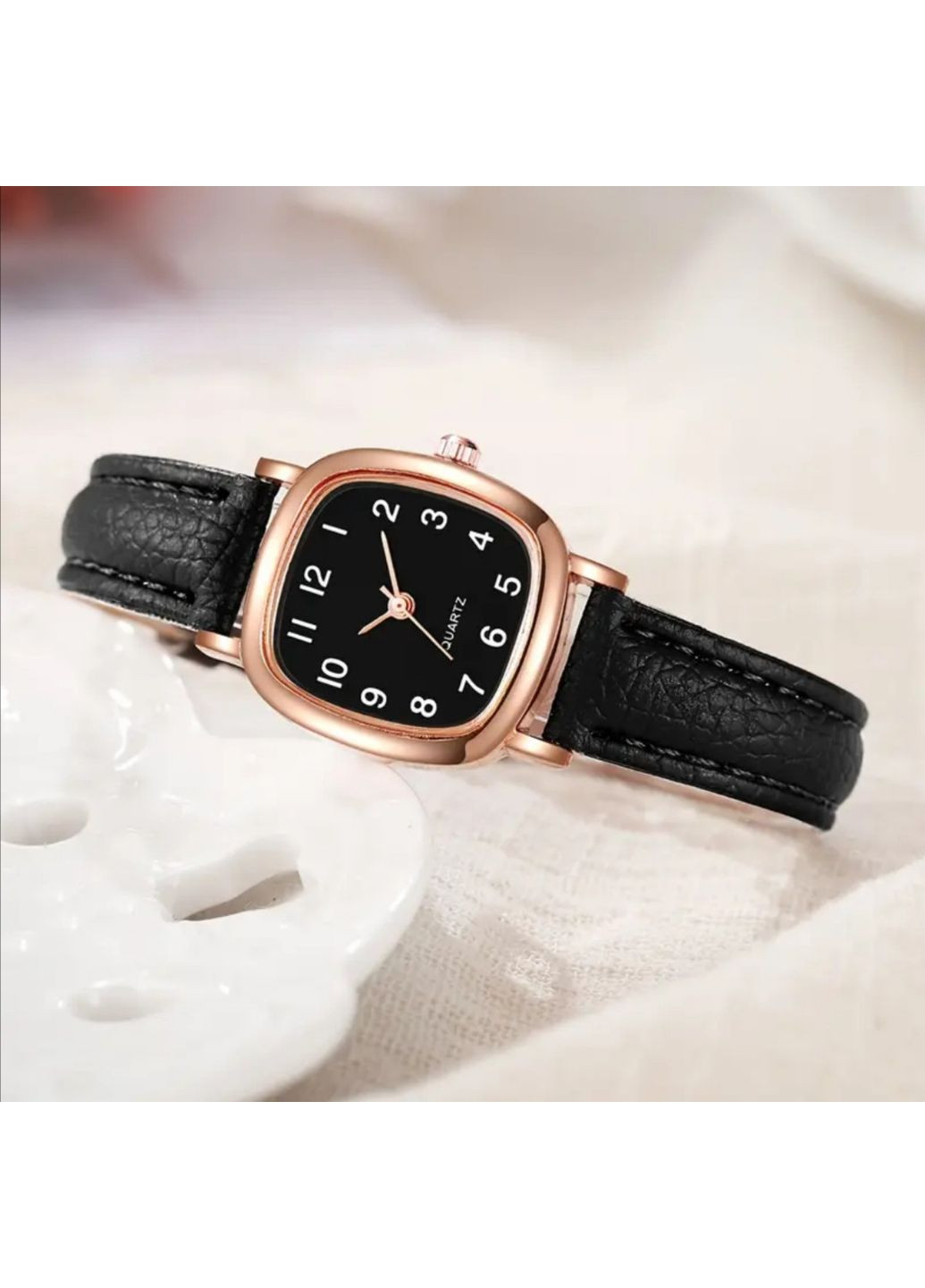 Стильные женские черные кварцевые часы Geneva (364122412)