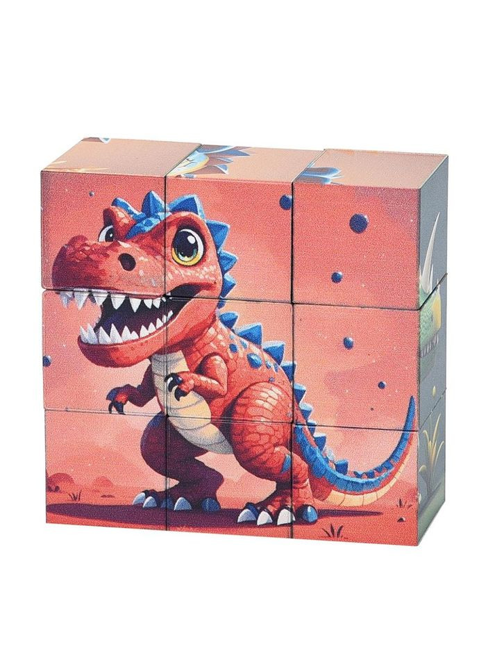 Детский магнитный кубик-пазл "Драконы-динозавры" CL325-1, 3 х 3 Toysi (372495959)