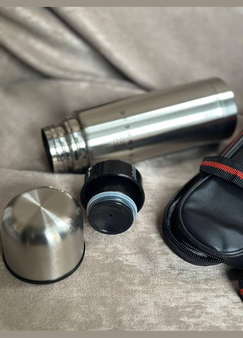 Термос EB-3503 с пробкой клапаном в чехле 750 мл Серебристый Edenberg (317311924)