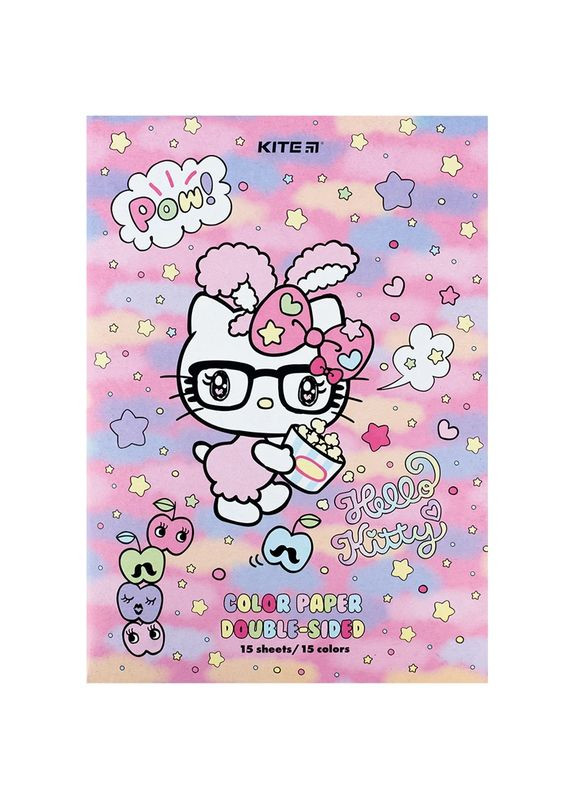 Папір кольоровий Hello Kitty А4, двосторонній, 15 аркушів () Kite HK24-250 (346392529)