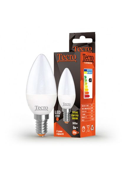 Светодиодная лампа 6W E14 3000K (TL-C37-6W-3K-E14) Tecro (336960094)