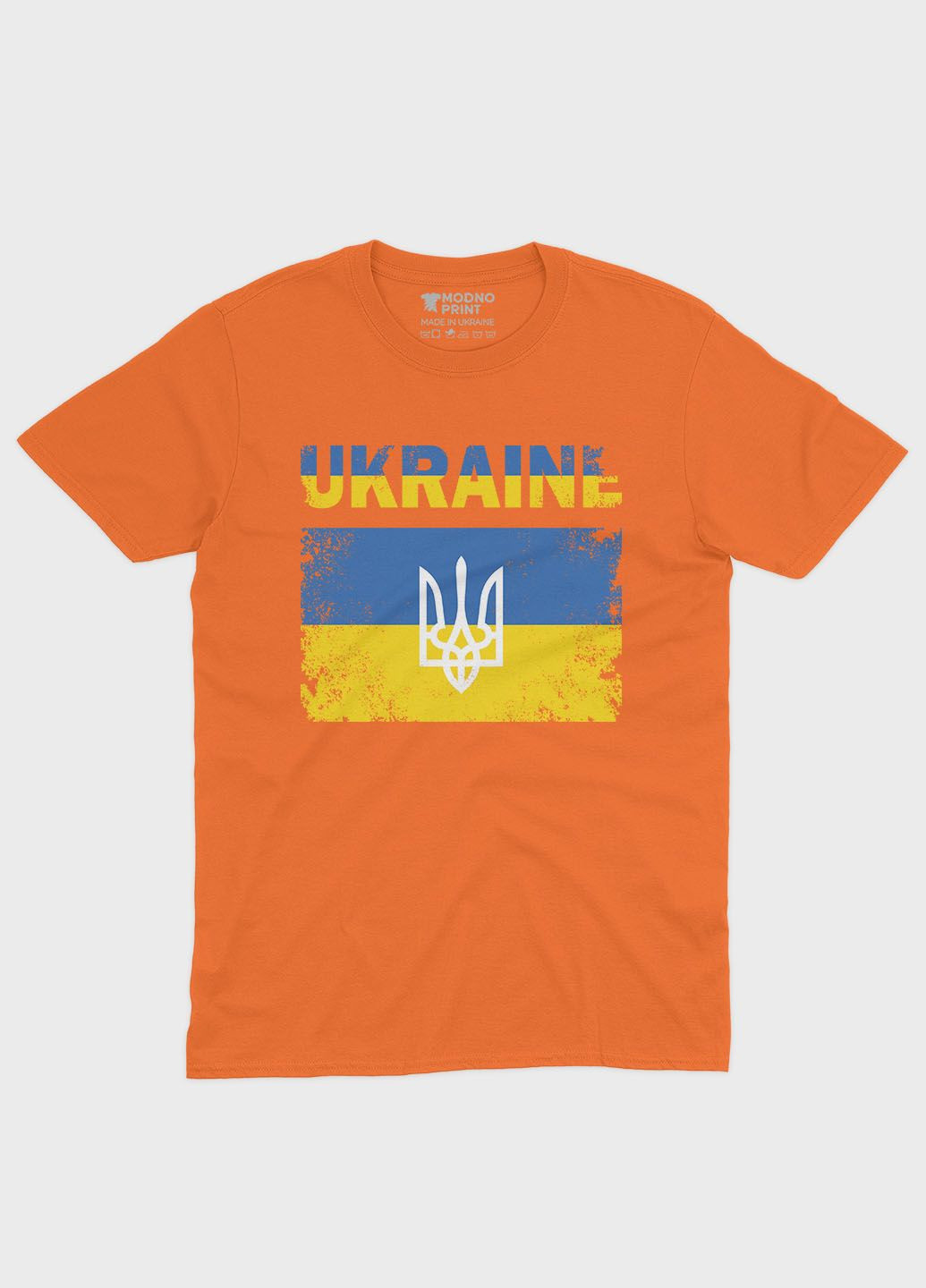 Помаранчева чоловіча футболка з патріотичним принтом ukraine (ts001-2-ora-005-1-044) Modno