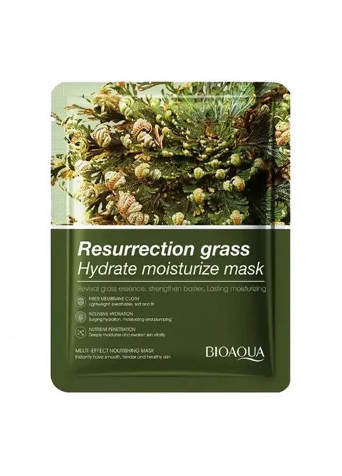 Зволожуюча тканинна маска для обличчя для тонізації, пом'якшення та пружності шкіри Resurrection Grass 25 г Bioaqua (361865789)