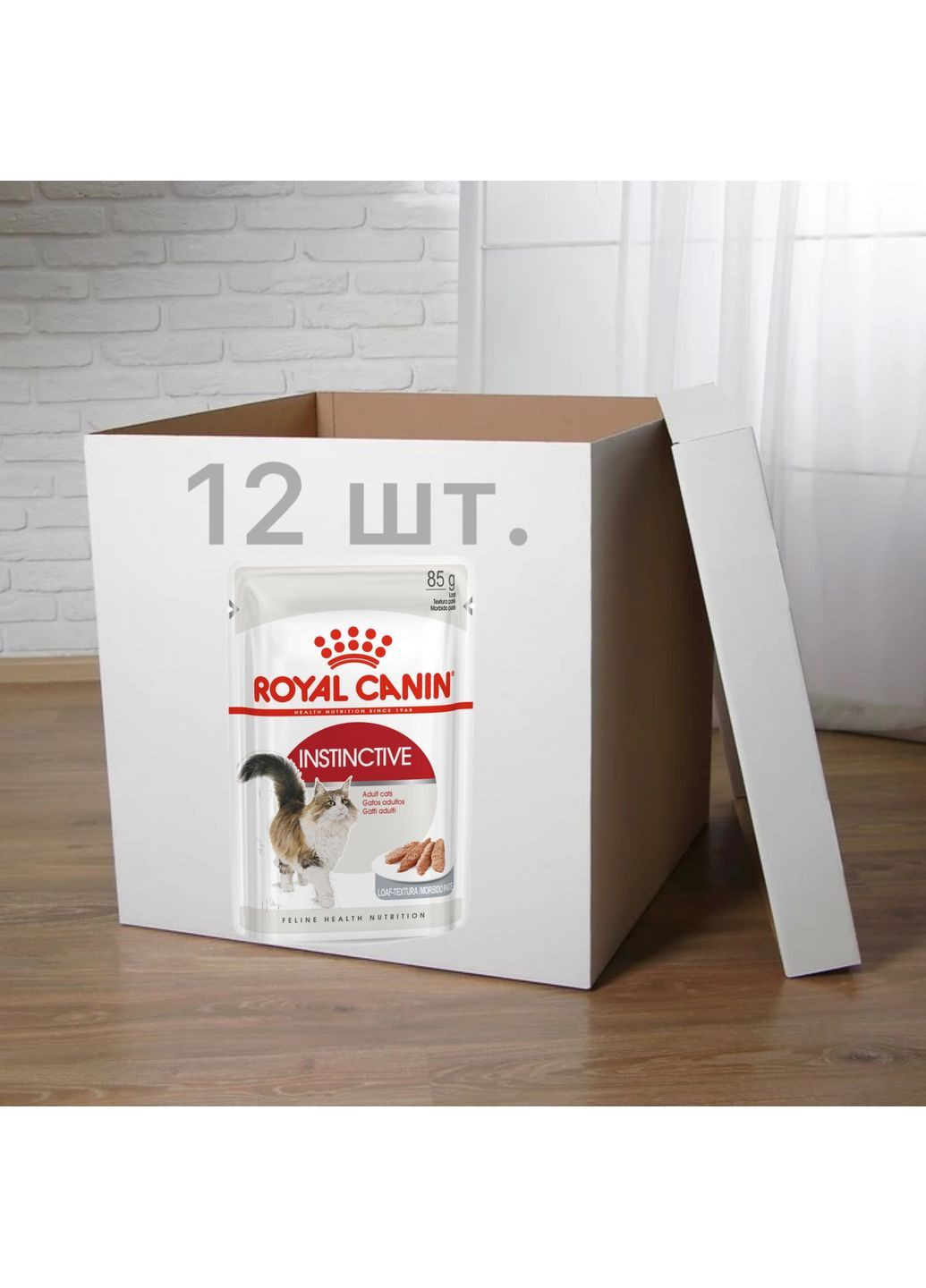 ПАК.Влажный корм INSTINCTIVE LOAF (Паштет) для взрослых кошек 12шт по 85 г Royal Canin (362488572)