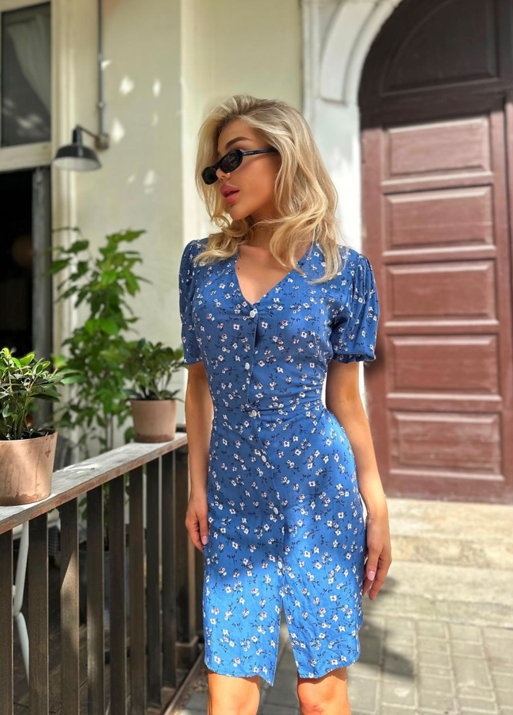 Синя повсякденний елегантна сукня міні з квітами Allthings з квітковим принтом